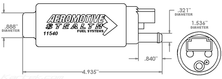 aeromotive 11540 in-tank 340 stealth fuel pump dimensions