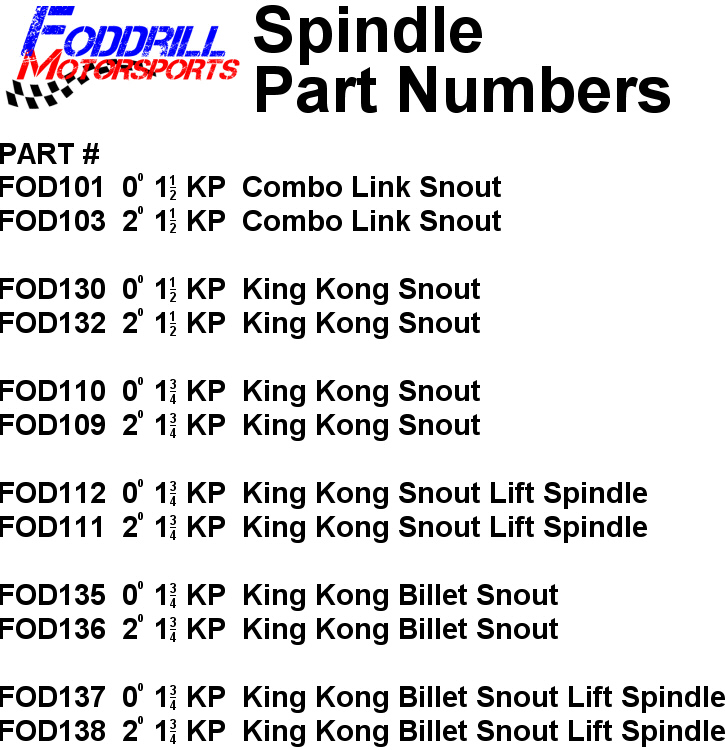foddrill motorsports spindle guide