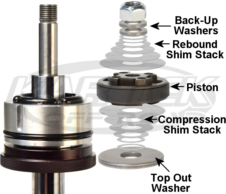 Fox shocks rebound and compression shim stack exploded view