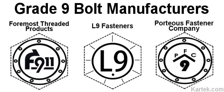 grade 9 bolt manufacturers f-911 foremost threaded products L9 fasteners pfc9 porteous fastener company