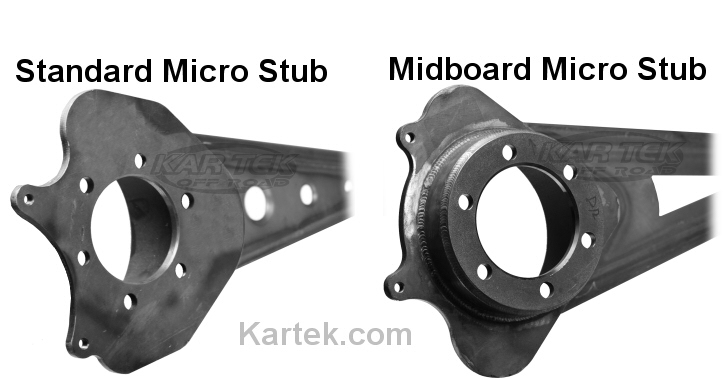 What is the difference between standard micro stub disc brake kits and mid-board micro stub disc brake kits?