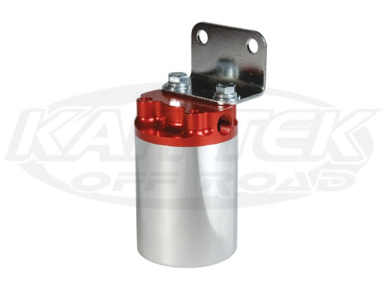 12318 - 100 Micron, 3/8" NPT Red/Polished Canister Fuel Filter 6.125 tall x 3.75 diameter