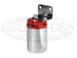 12318 - 100 Micron, 3/8" NPT Red/Polished Canister Fuel Filter 6.125 tall x 3.75 diameter