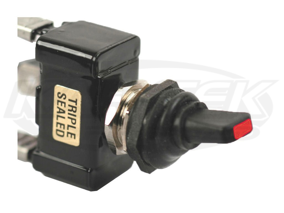 Sealed Single Pole Switch w/ LED Tip On/Off, Red - Kartek Off-Road