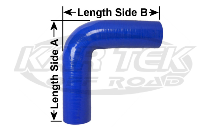 4-ply silicone 90 degree elbow turbo intake or water line hose dimensions