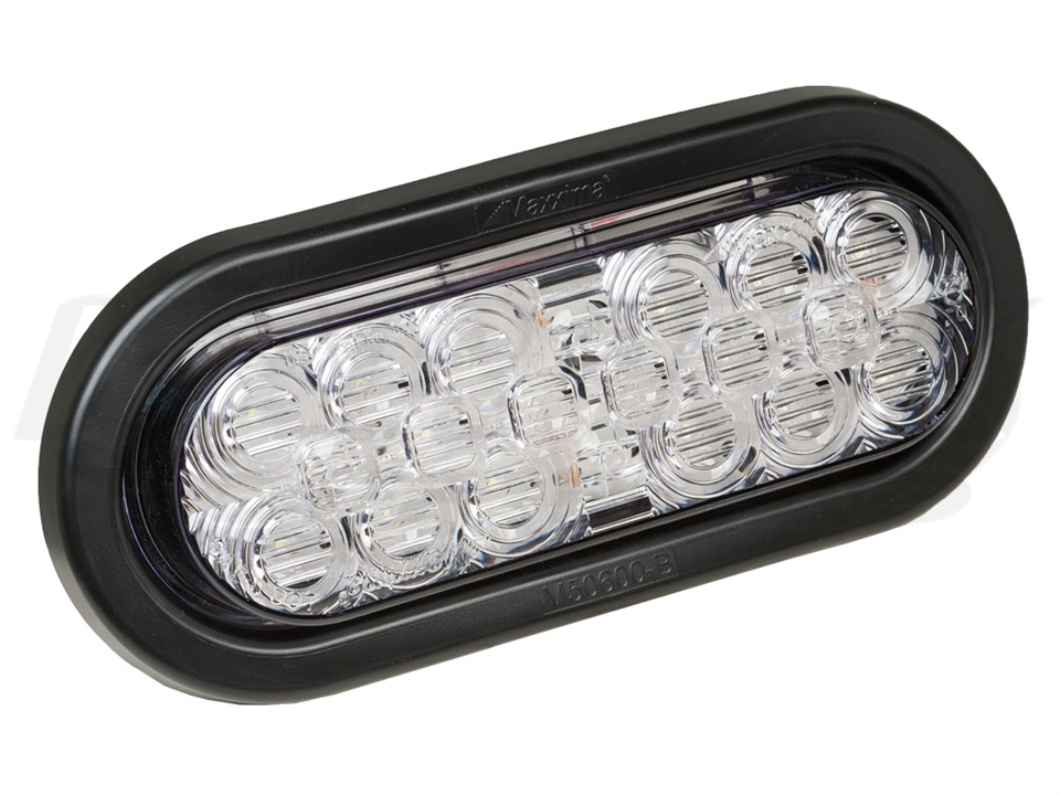 6" Oval LED Backup Light Clear Lens, White LEDs Kartek OffRoad