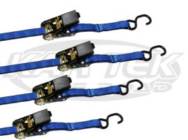 Boxer Tie Downs 1" x 15 Foot Blue Ratchet Straps 4 Pack 500 Pound Working Load Limit
