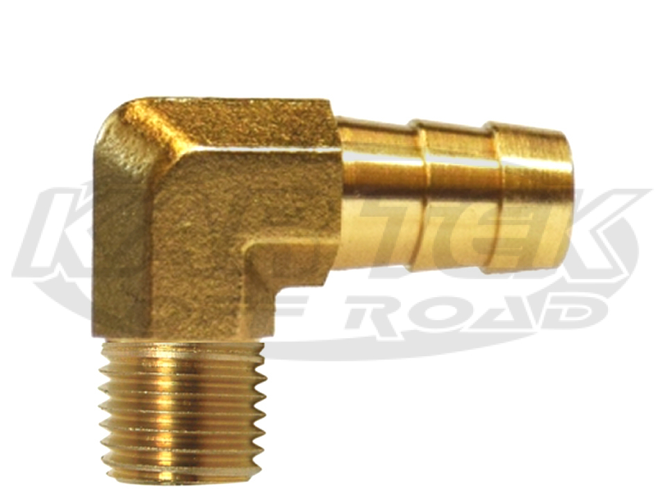 Brass 1/4" Hose Barbed Male To 1/4" NPT National Pipe Taper Male 90