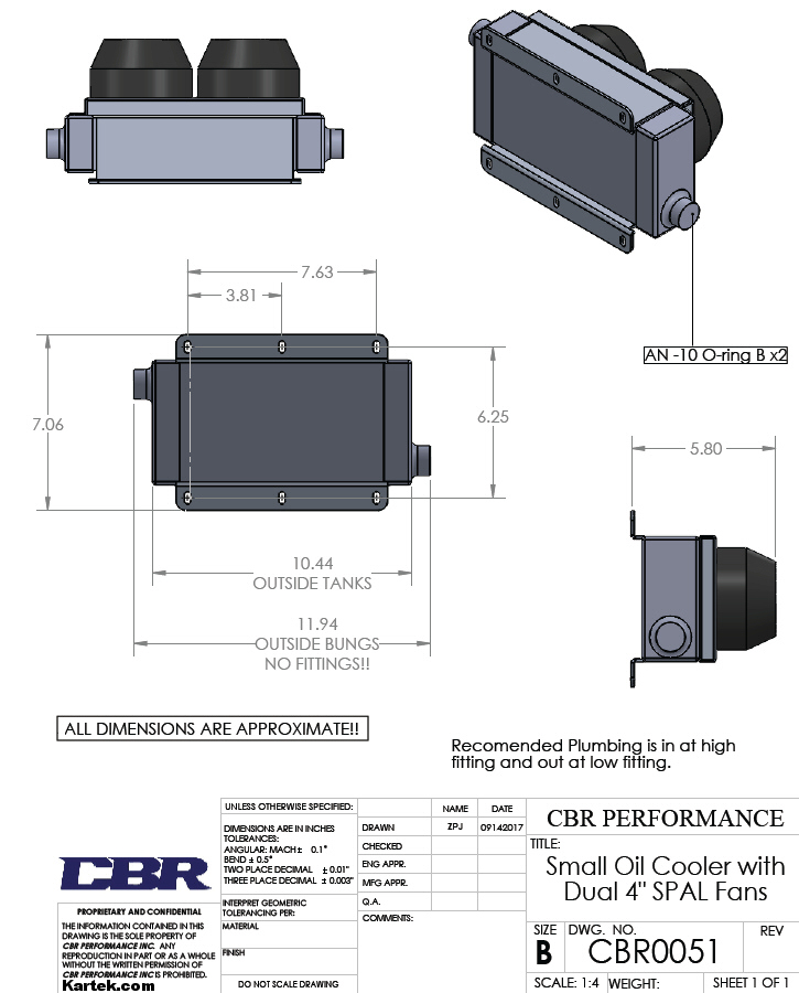 oil cooler dimensions