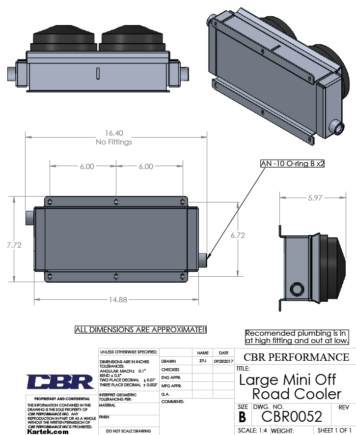 oil cooler dimensions