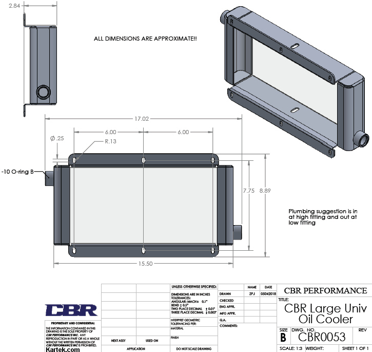 oil cooler dimensions