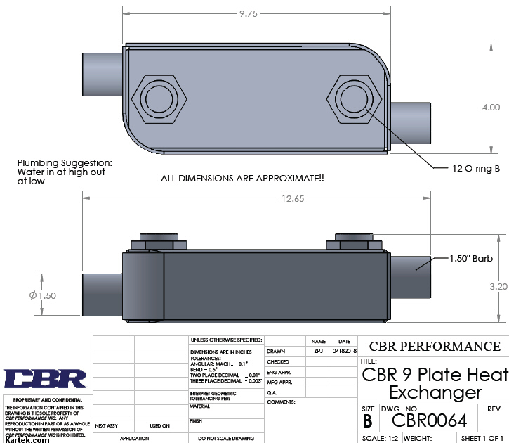 oil cooler dimensions