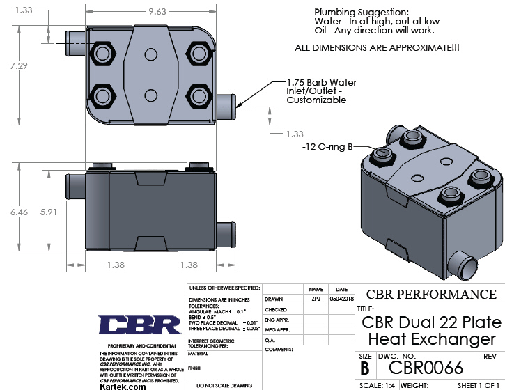 oil cooler dimensions