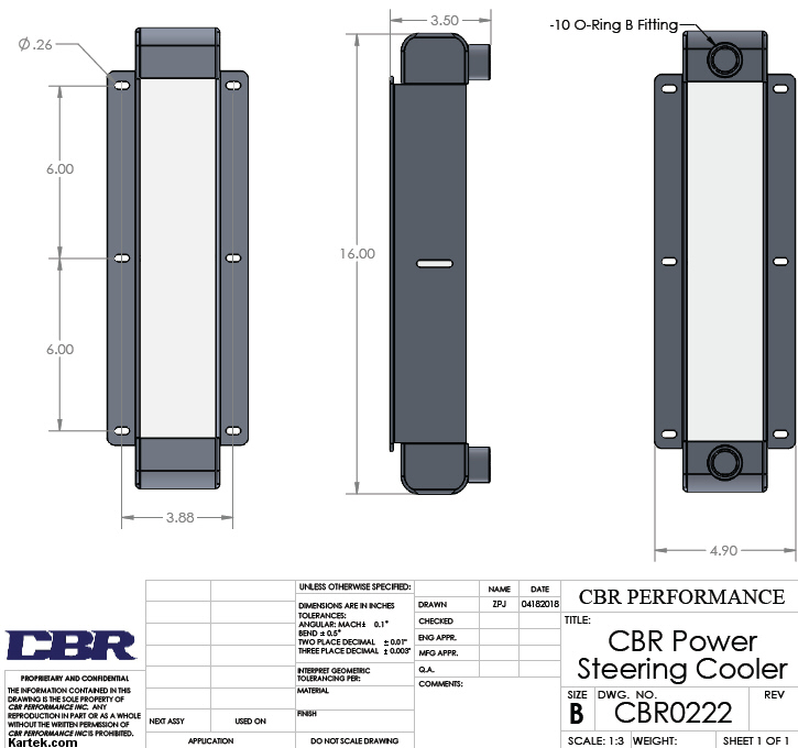 oil cooler dimensions