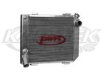 PWR 15x19 Single Pass Aluminum Radiator With Built In Oil Cooler Heat Exchanger 1-3/4" Inlet And Out