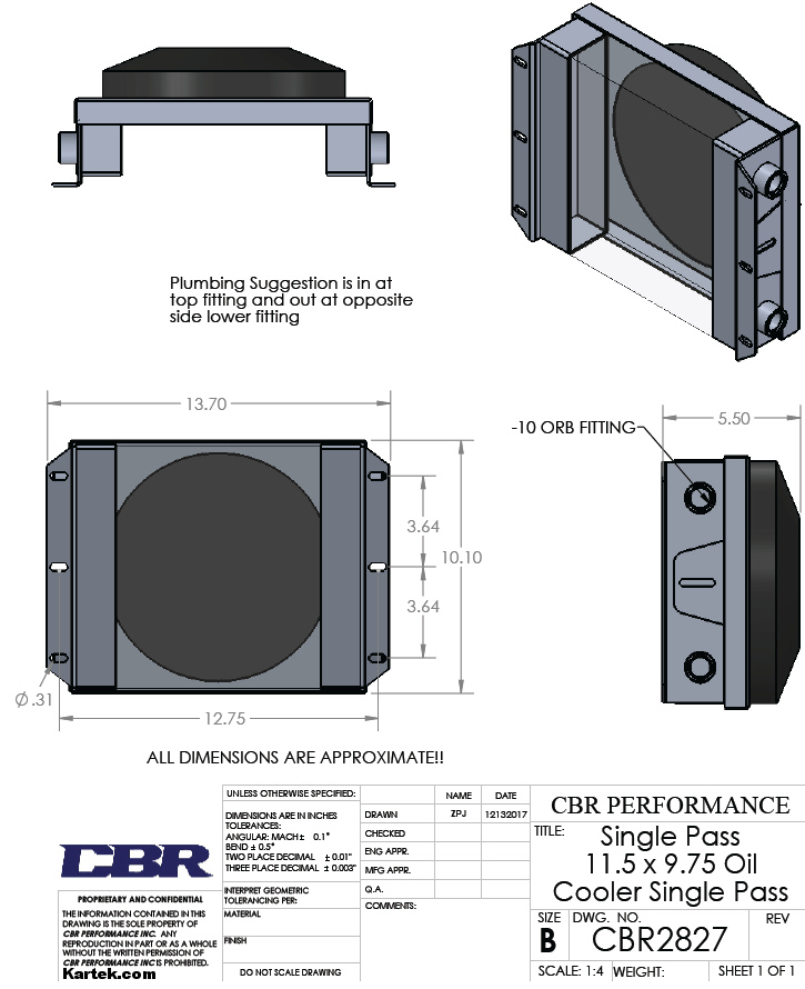 oil cooler dimensions