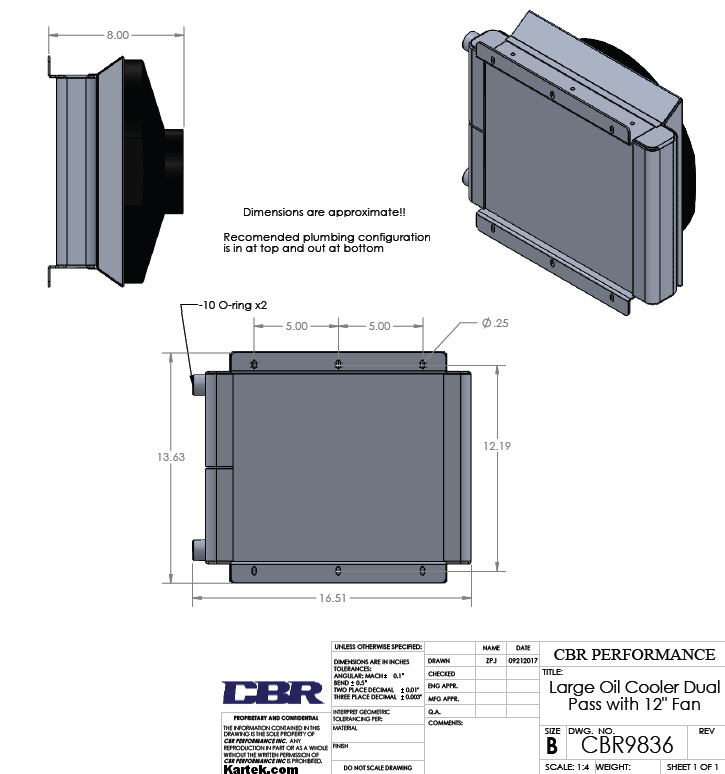 oil cooler dimensions