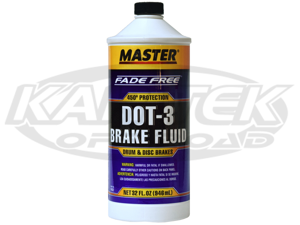 Master Products DOT 3 Brake Fluid 32oz Bottle Typical Boiling Points