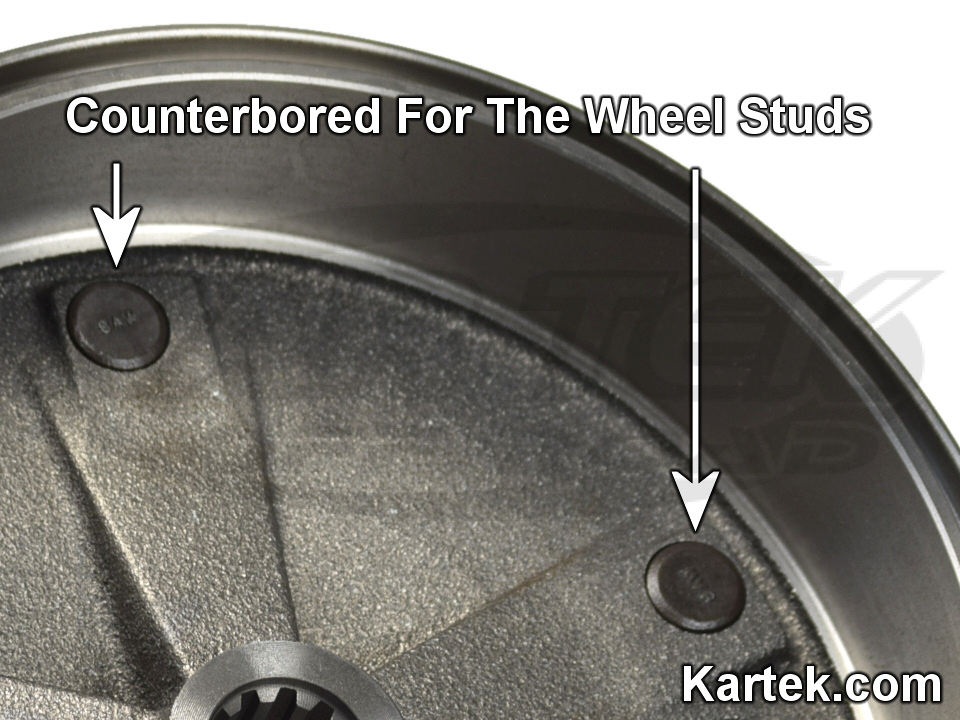 counterbored VW brake drums with pressed in wheel studs