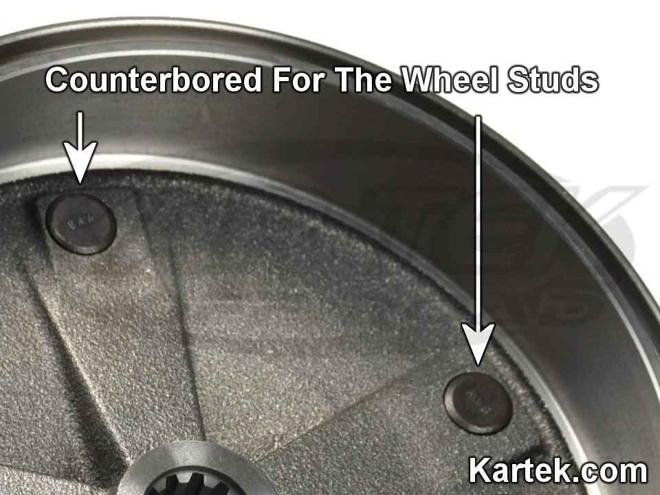 counterbored VW brake drums with pressed in wheel studs counterbored VW brake drums with pressed in wheel studs