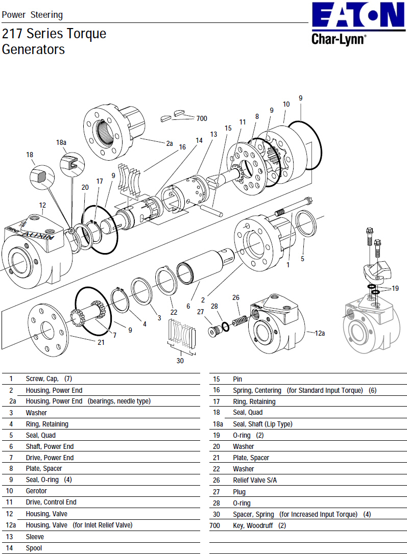 eaton 64500000 rebuild seal kit for the eaton charlynn 2171015002 torque generators exploded view