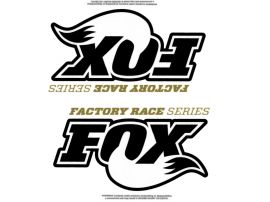 Fox 2.5 Factory Race Series Shock Black Logo Reservoir Stickers With Clr  Background 5-5/8 x 7-5/8 - Kartek Off-Road
