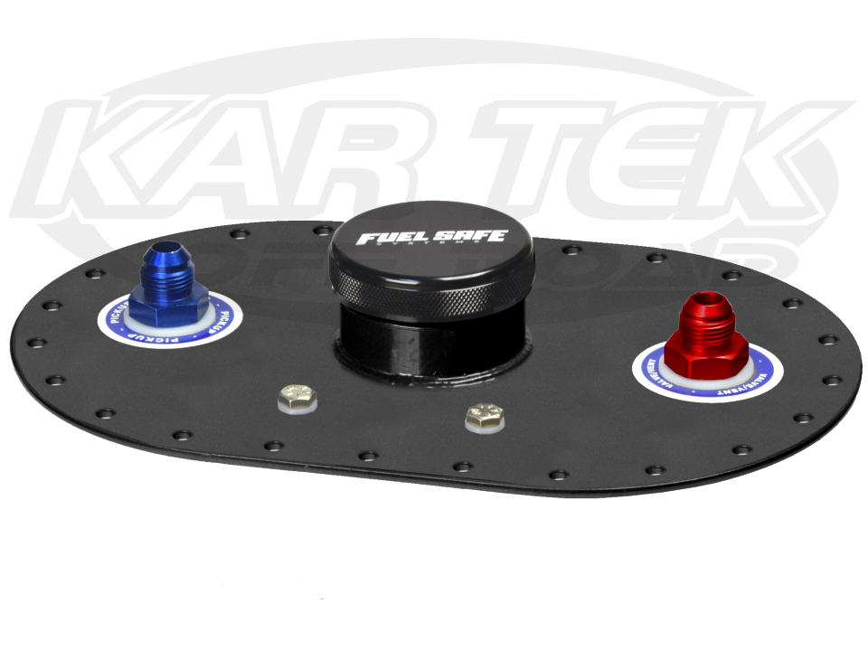 Fuel Safe 6X10 Fuel Cell Fill Plate With 21/2" Threaded Cap, Roll Over Vent, And Single Pickup