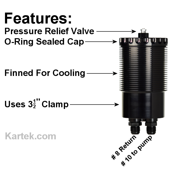 Kartek Offroad Billet Aluminum Finned Power Steering Reservoir With  Pressure Relief Valve - Kartek Off-Road