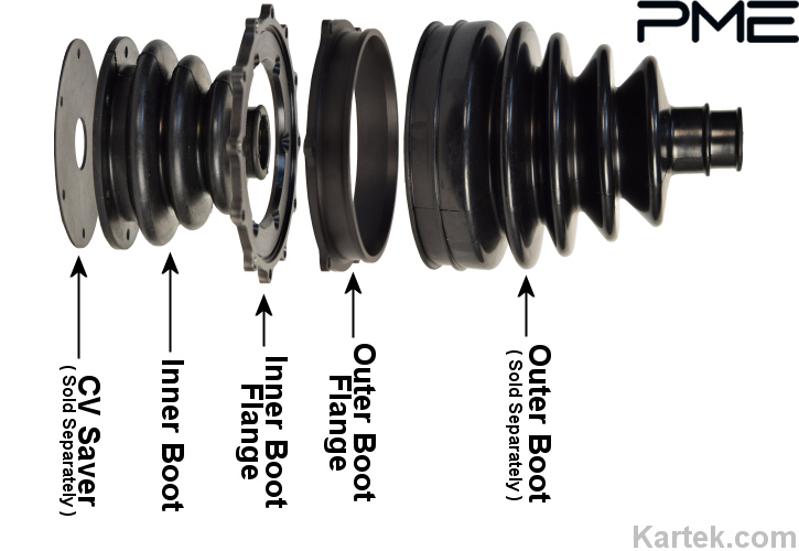 pme porsche 934 mid-board floater hub side double axle boot kit