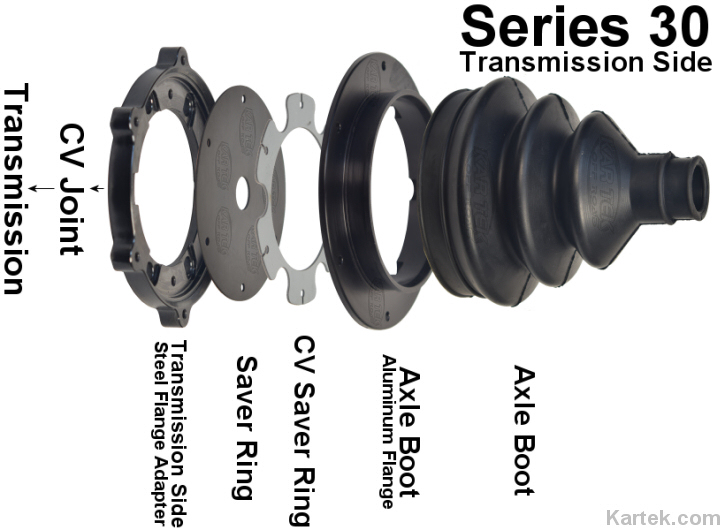 kartek off road series 30 single axle boot flange with agm cv joint saver