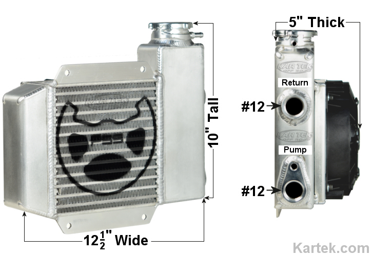 trophy truck or class 1 buggy power steering oil cooler with fan and reservoir