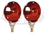 Red 4" Round Stem Mount Brake And Tail Lights With Chrome Backing Dual Filament Sold As A Pair