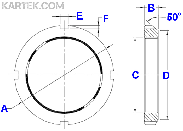 Spindle nuts dimensional drawing