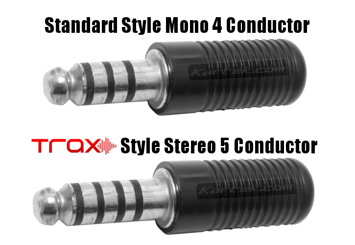 amphenol nexus 4 conductor mono male plug versus trax 5 conductor stereo male plug