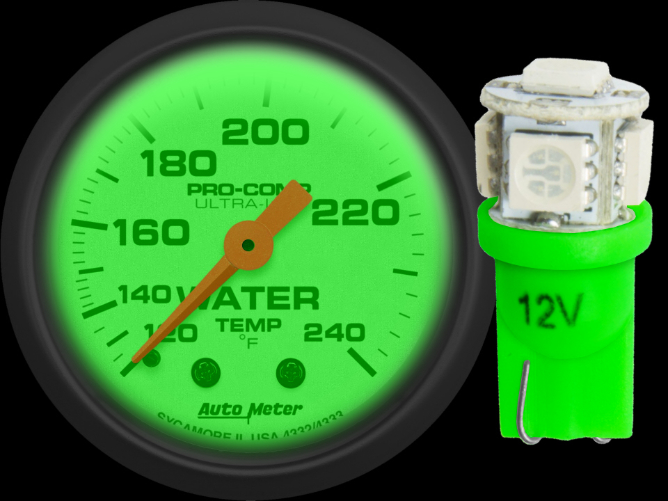 Autometer 3285 Green LED T3 Wedge Light Bulb Replaces Standard ...