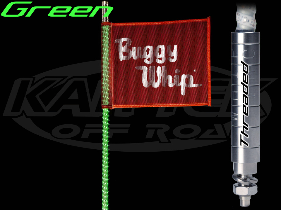 Buggy Whip 1 Foot Tall 8800 Lumens Green LED Whip Antenna With Standard Threaded Base Kartek Off Road
