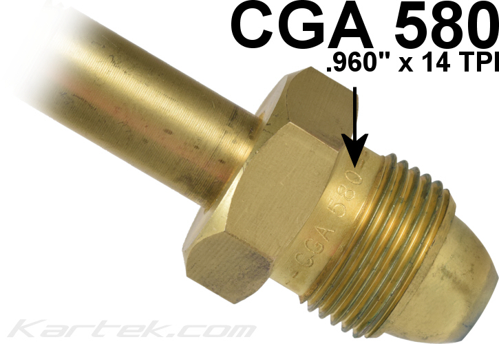 CGA-580 regulators 0.960 diameter 14 t.p.i. threads per inch CGA-580 regulators 0.960 diameter 14 t.p.i. threads per inch
