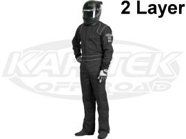 Crow Enterprizes 27014 Adult Size Medium Black Quilted 2 Layer Proban Driving Suit SFI 3-2A/5