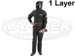 Crow Enterprizes 24014 Adult Size Medium Black Single Layer Proban Driving Suit SFI 3-2A/1
