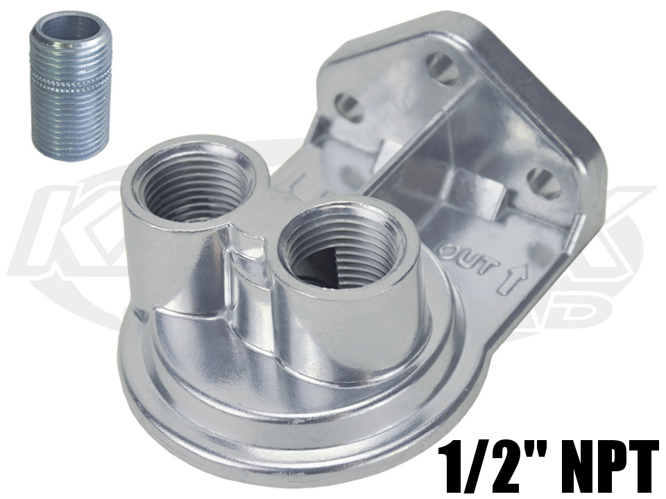 Derale 15708 Remote Oil Filter Mount 1/2" NPT Ports Up For Fram HP1, K