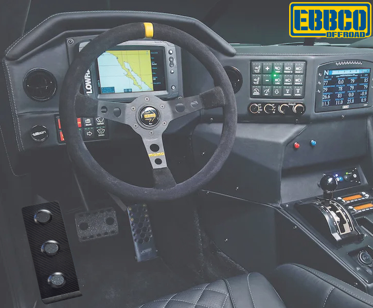 ebbco off-road ultra light weight dimple died carbon fiber left foot rest dead pedals in trophy truck cockpit