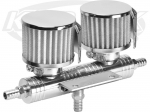 Billet Aluminum 7-1/8" Wide Engine Breather Box With Shielded Filters And Three 3/8" NPT Pipe Inlets