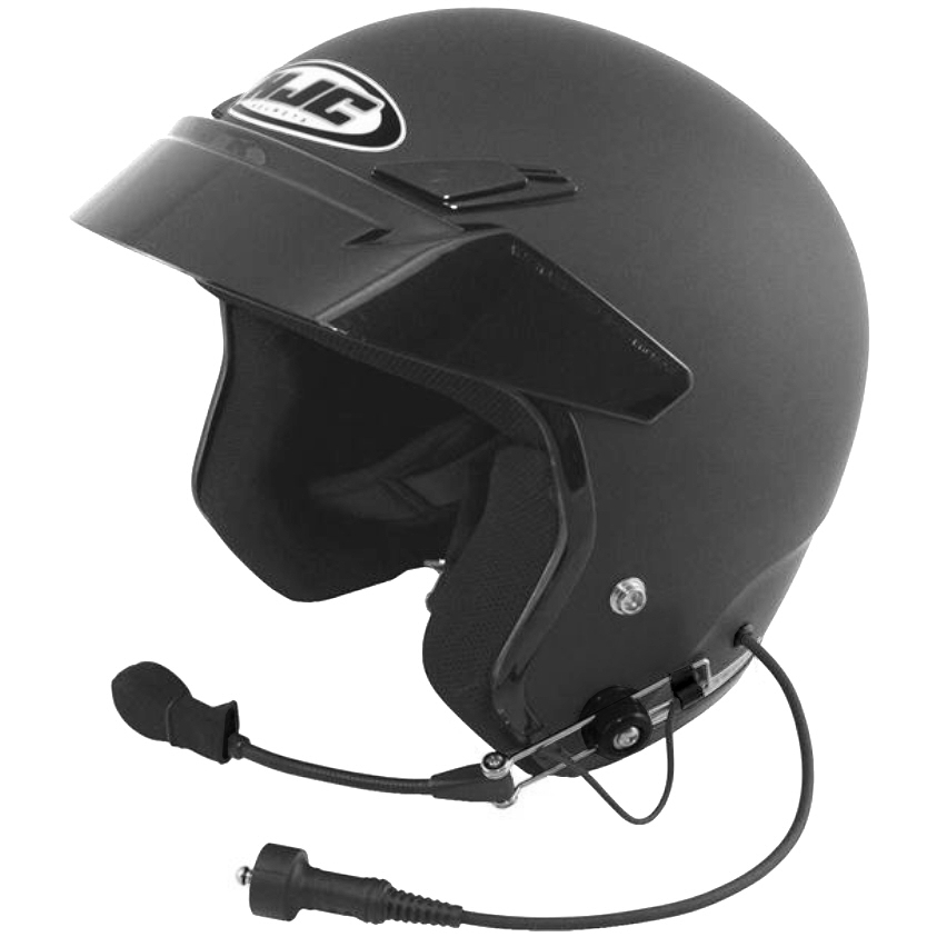 hjc motorsports open face helmet with pci race radios helmet wiring kit