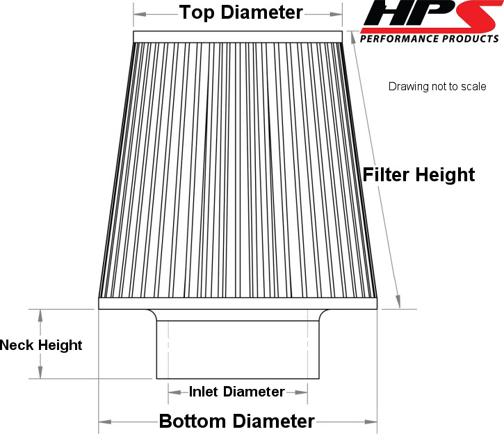 hps performance products conical cone-shaped cleanable engine air filters cleaners dimensions