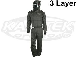Impact Safety 21100510 Adult Size Large Black Paddock Three Layer Driving Suit SFI 3-2A/5