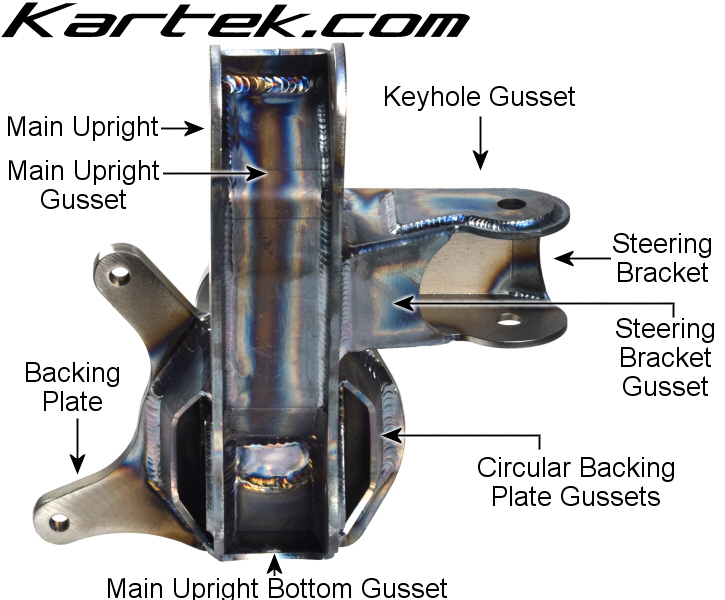 kartek offroad left driver side unwelded heavy duty a arm buggy or sandrail spindle for 2 inch hollow spindle snouts