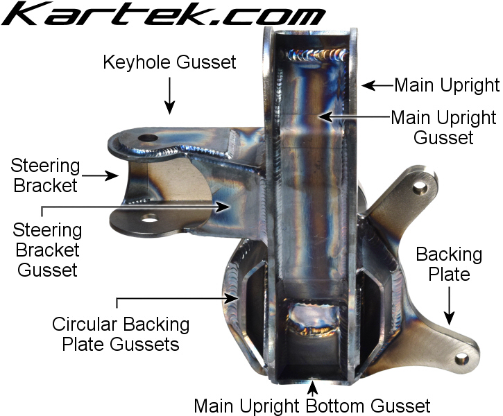 kartek offroad right passenger side unwelded heavy duty a arm buggy or sandrail spindle for 2 inch hollow spindle snouts