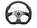 MOMO Eagle 13-3/4" - 350mm Diameter +1/8" Dish Black Leather And Perforated Air Leather Steering Whl