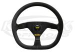 MOMO Mod. 88 D Shaped 13-3/4" - 350mm Diameter +1/4" Dish Black Suede Steering Wheel