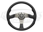 MOMO Race 13-3/4" - 350mm Diameter +1/8" Dish Black Leather And Perforated Air Leather Steering Whl